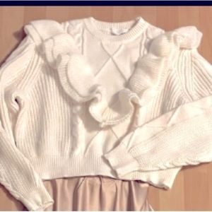 Knit/ruffle sweater - ivory: NWT Sz. M by 70/21